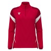 FH - LEONA 1/4 ZIP WMN TOP RED/WHT